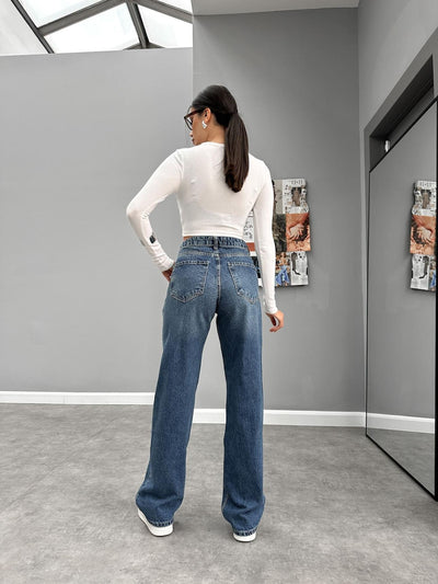 Blue Yıkamalı Straight Orj Jean