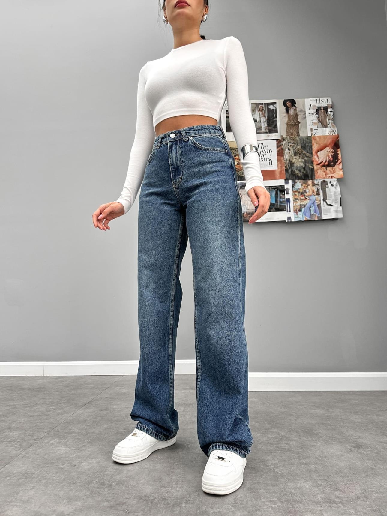 Blue Yıkamalı Straight Orj Jean