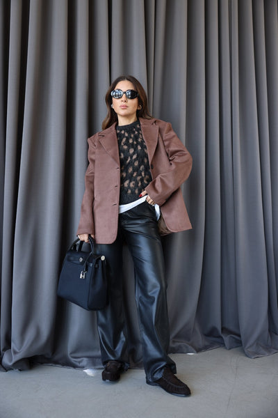 Çift Cepli Süet Blazer Ceket