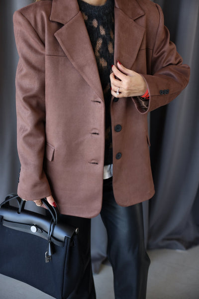 Çift Cepli Süet Blazer Ceket