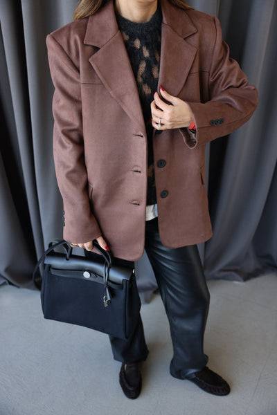 Çift Cepli Süet Blazer Ceket
