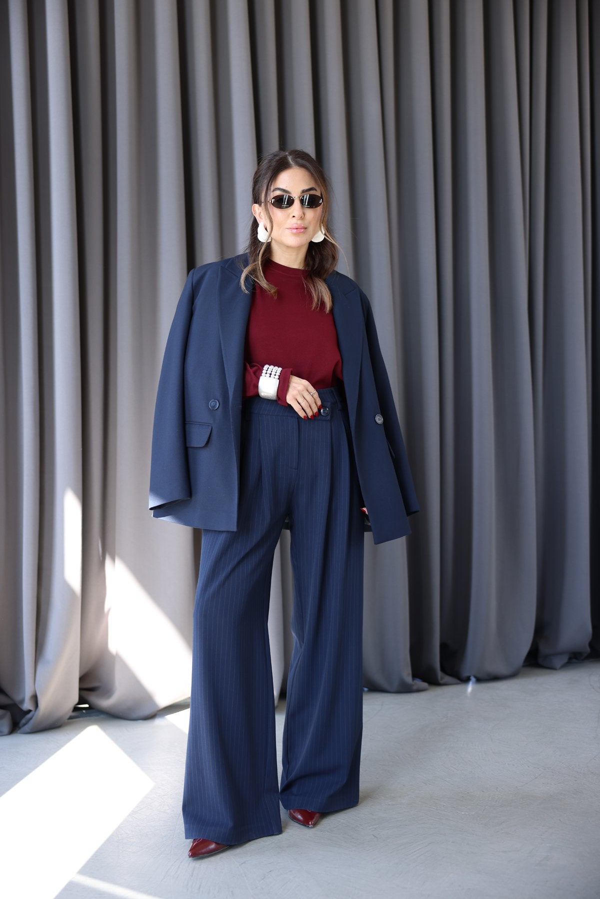 Kruvaze Yaka Tek Düğmeli Blazer Ceket