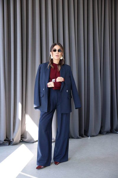 Kruvaze Yaka Tek Düğmeli Blazer Ceket
