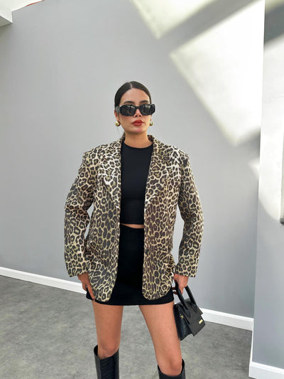 Leo Desenli Blazer Nubuk Ceket
