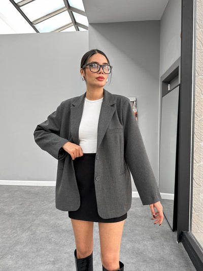 Oversize Düğmeli Blazer Ceket