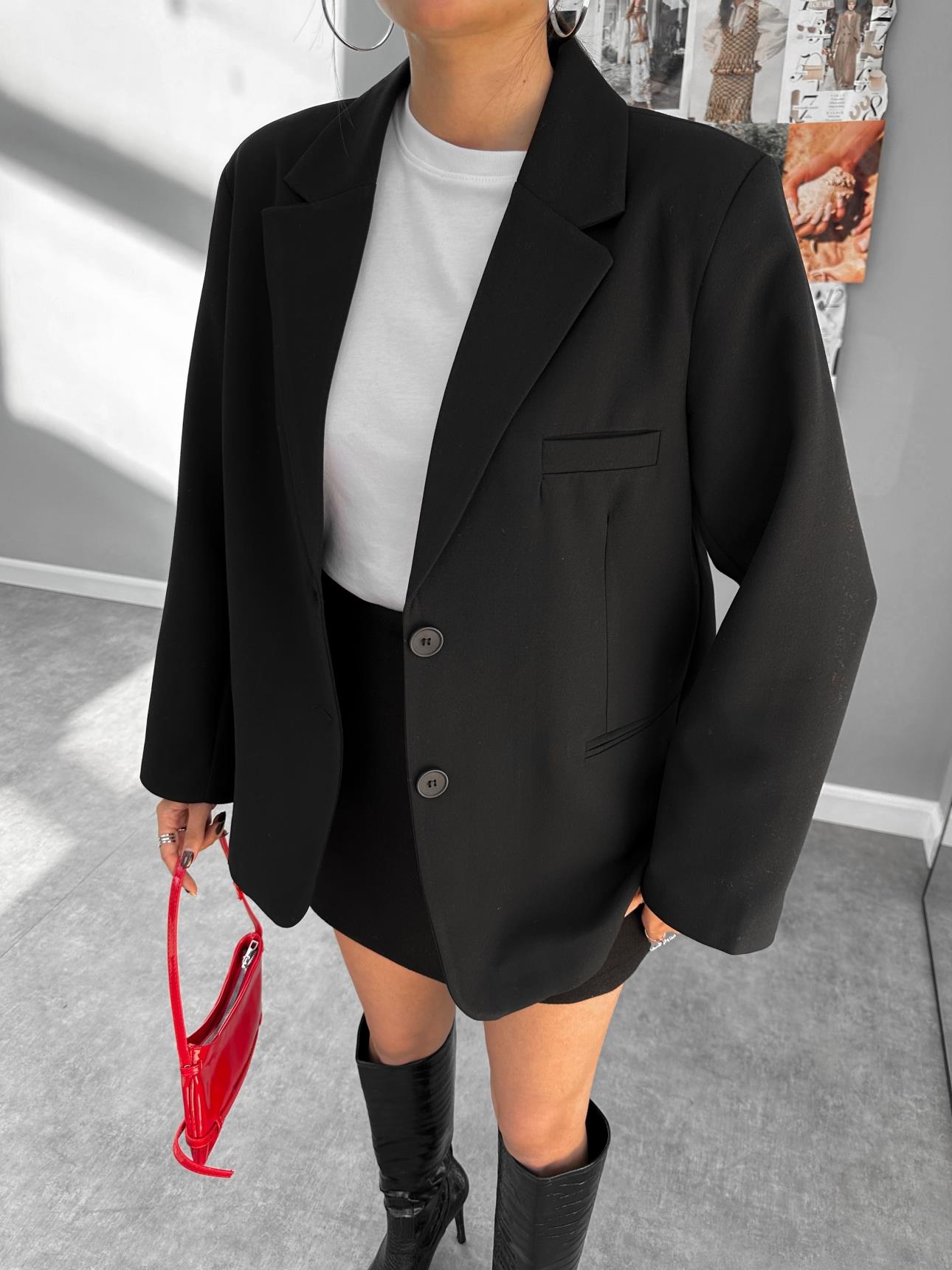 Oversize Düğmeli Blazer Ceket
