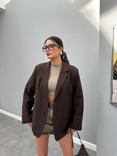 Oversize Düğmeli Blazer Ceket