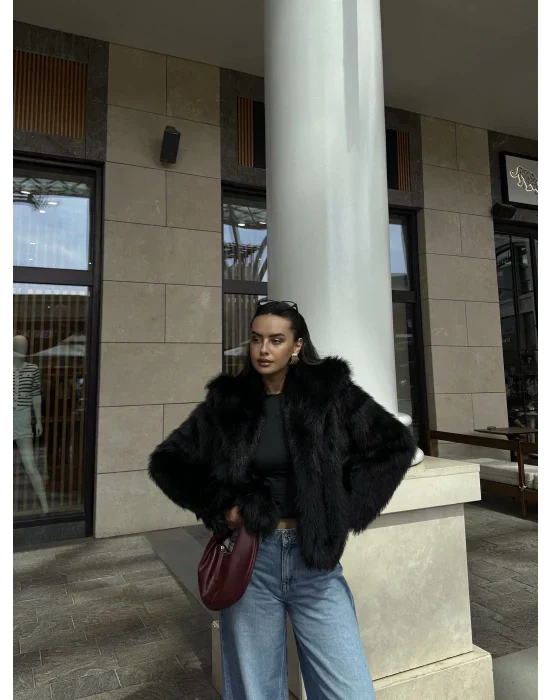Siyah Premium Kürk Kaban