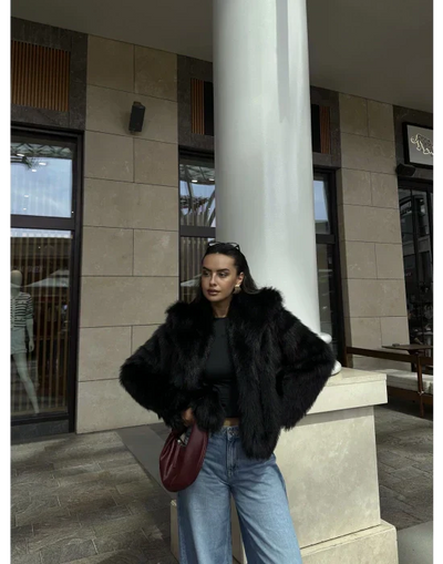 Siyah Premium Kürk Kaban