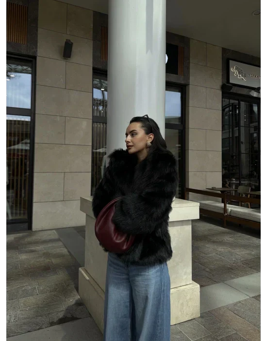 Siyah Premium Kürk Kaban