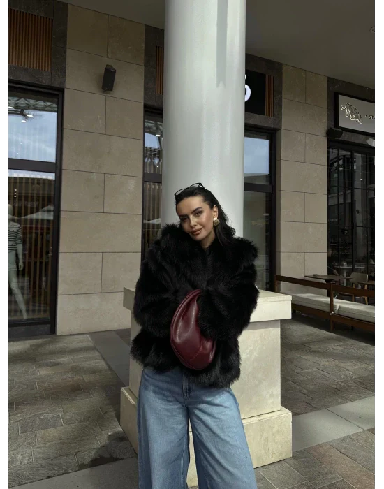Siyah Premium Kürk Kaban