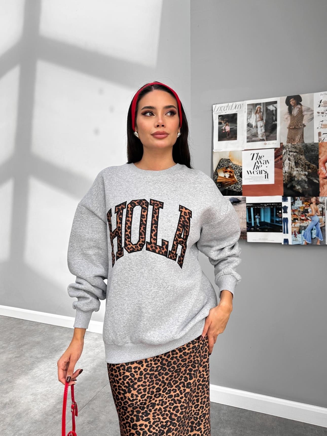 Üç İplik Şardonlu Hola Sweatshirt
