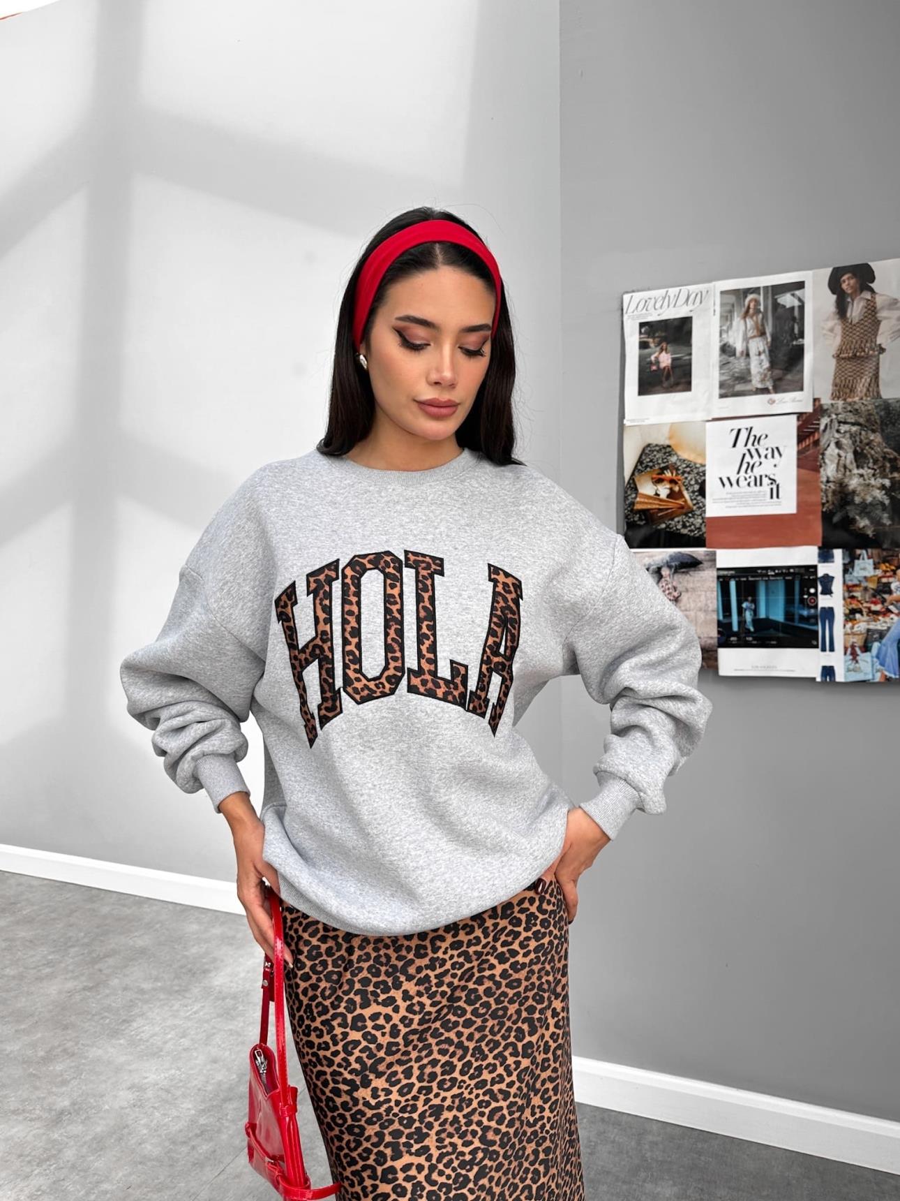 Üç İplik Şardonlu Hola Sweatshirt